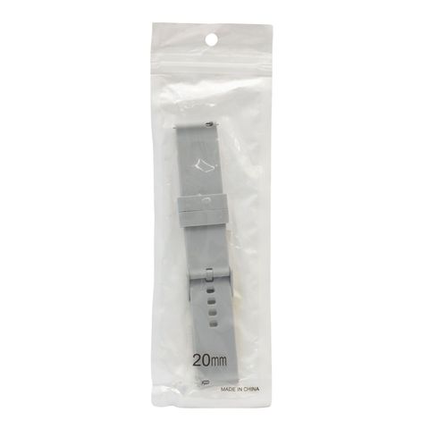 Silicone Strap Watch Band Pin Lock Light Gray 20mm 1 Piece