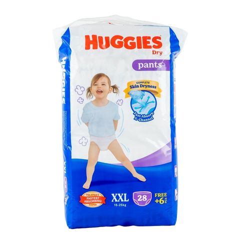 (Buy 28 & Get 6 Free) Huggies Dry Pants Baby Diaper Pant XXL (15-25kg)