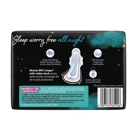 Whisper Sanitary Napkin Ultra Bindazz Nights Xxl+ 30 Pieces