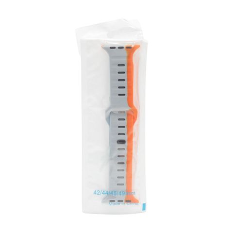 Dual Color Silicone Strap Watch Band Slide Lock Ash & Orange 1 Piece