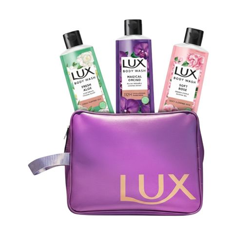 Buy 3 Lux Body Wash Aloe Vera,Black Orchid and French Rose 245ml & Get Free Travel Bag 1 Piece