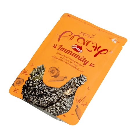 Pramy Immunity Pouch Chicken Meat Topping Pumpkin And Carrot In Gravy For All Cats 70g 