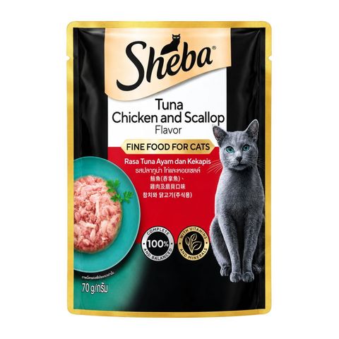 Sheba Tuna Chicken and Scallop Flavor Cat Food 70g