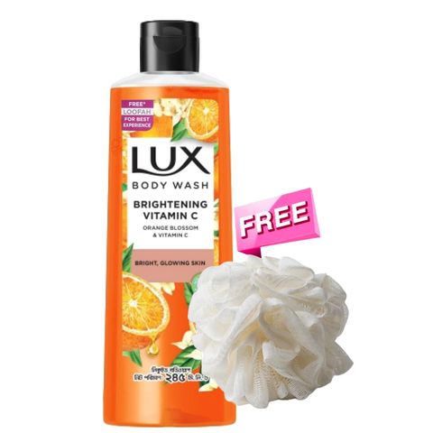 Lux Body Wash Orange Blossom & Vitamin C 245ml & Get A Free Loofah