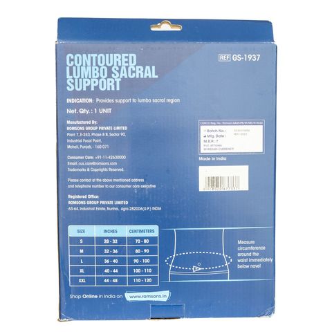 Romsons Contoured Lumbo Sacral Support GS 1937 L 1 Piece