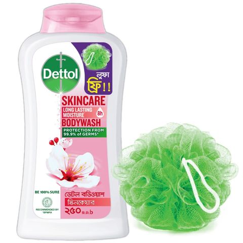 (Buy & Get Loofah Free) Dettol Skincare Bodywash Rose & Sakura Blossom 250ml
