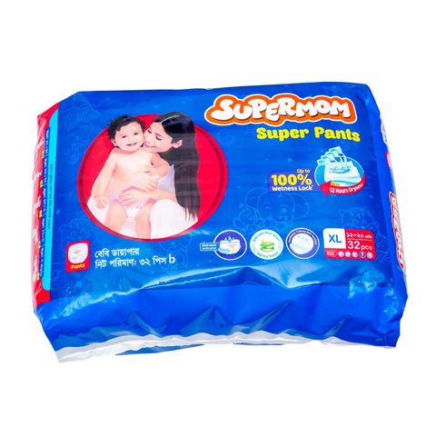 Supermom Baby Pant Diaper Xtra Large Saver Pack 12-20kg 32 Pieces