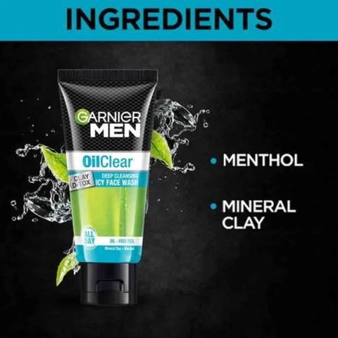 Garnier Men Oil Clear Clay Face Wash 50g