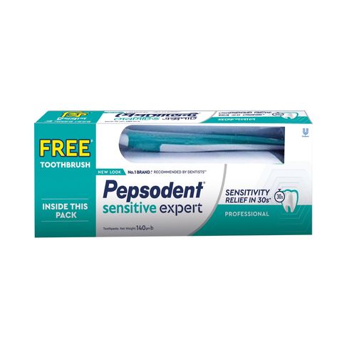 Buy Pepsodent Toothpaste Sensitive Expert Professional 140g & Get Free Toothbrush 1 Piece