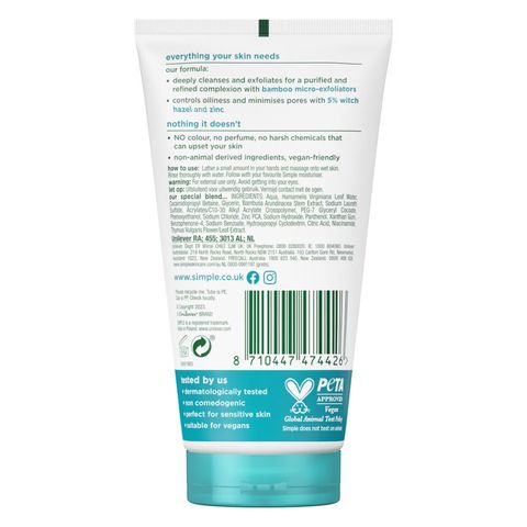 Simple Clear Pore Facial Wash Gel UK 150ml