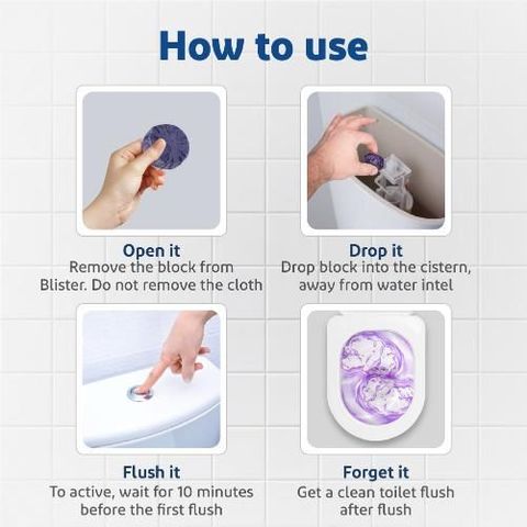 Harpic Flushmatic Lavender In Cistern Toilet Cleaner Blocks (50g x 2)