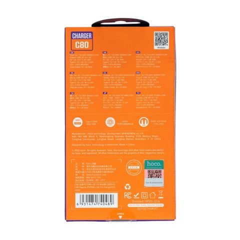 Hoco C80 Quick Charger Pd 20w Qc3.0 Type C Usb A 1 Piece