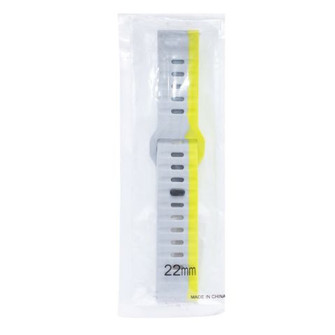 Dual Color Silicone Strap Watch Band Pin Lock Ash & Lemon 22mm 1 Piece