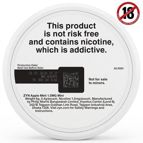 Zyn Apple Mint Can 15 Pouches 1.5mg