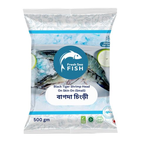 Black Tiger Shrimp Head On Skin On Small 18-20pcs 500g