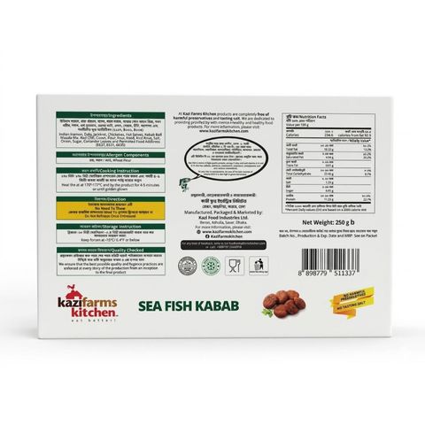 Kazi Farms Kitchen Sea Fish Kabab 10-12 Pieces 250g