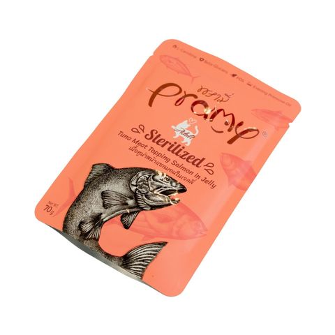 Pramy Sterilized Pouch Tuna Meat Topping Salmon In Jelly For Adult 70g 