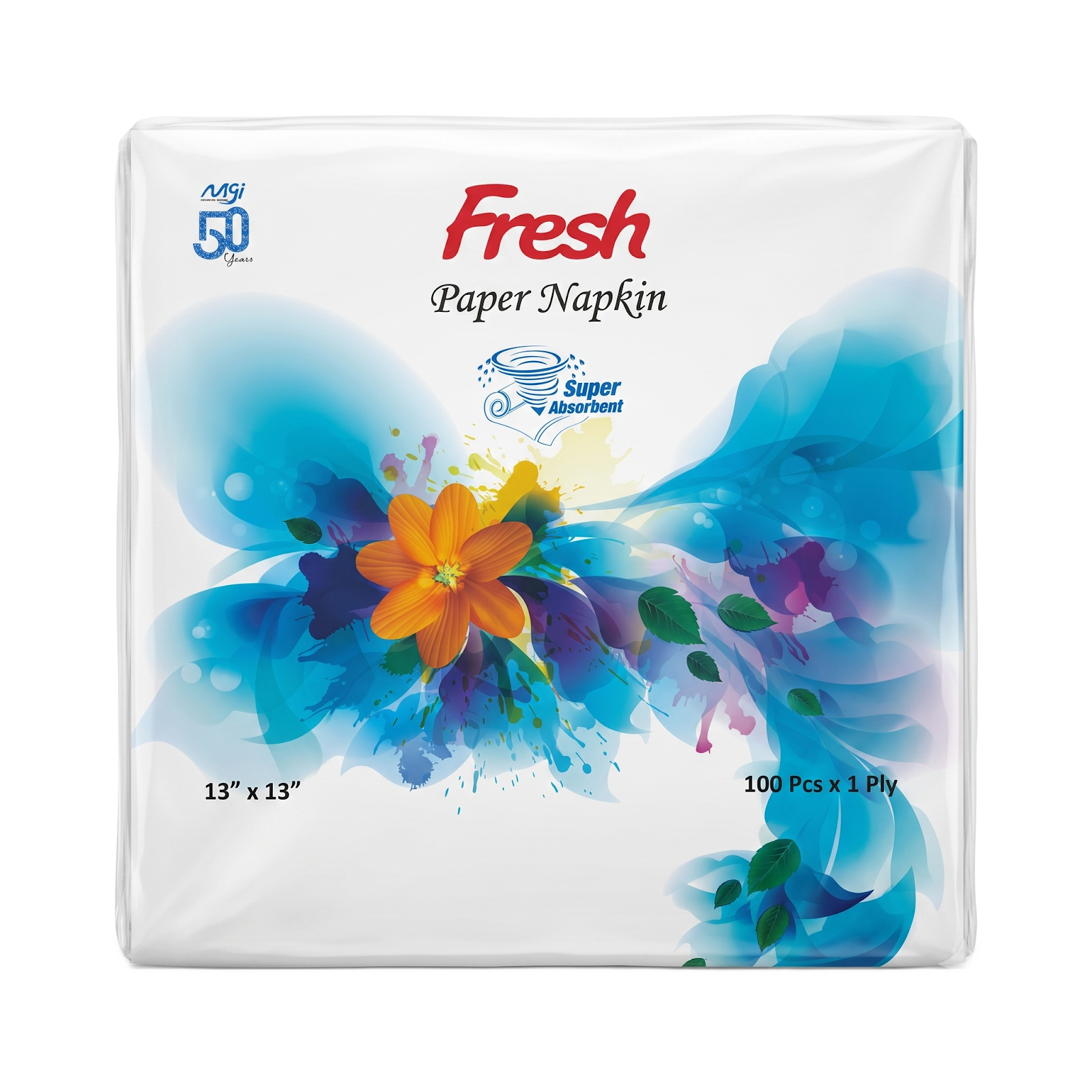 Fresh White Paper Napkin 1 Ply (13 x 13 Inches) 100 Pieces