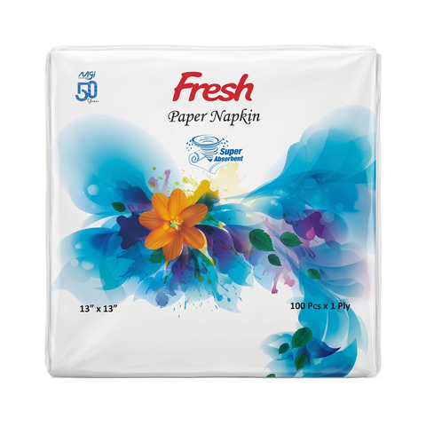 Fresh White Paper Napkin 1 Ply (13 x 13 Inches) 100 Pieces