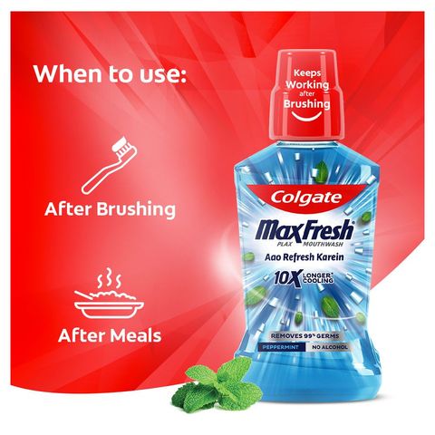 Colgate Maxfresh Plax Antibacterial Mouthwash Peppermint 500ml
