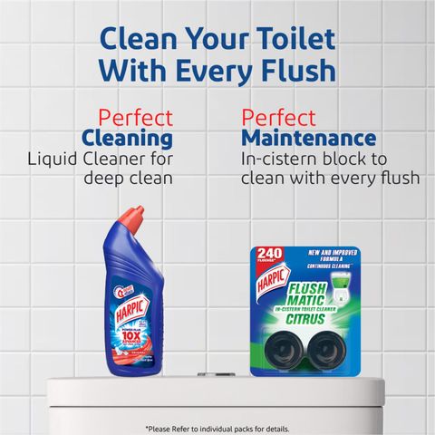 Harpic Flushmatic Citrus In Cistern Toilet Cleaner Blocks (50g x 2)