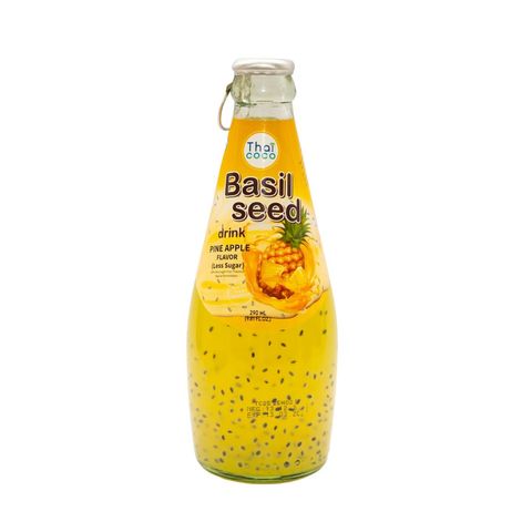 Thai Coco Basil  Seed Drink Pine Apple Flavor Less Sugar 290ml
