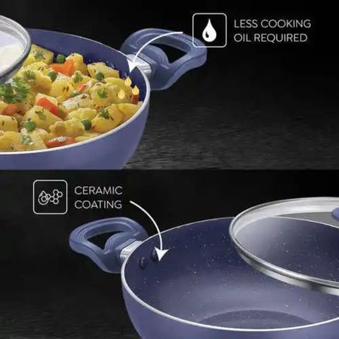Prestige Ceraglide Ceramic Coating Non Stick Aluminium Cookware Deep Kadai 3L 1 Piece