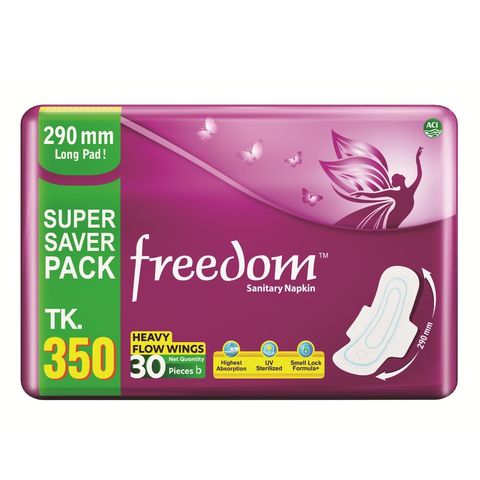 Freedom Heavy Flow Wings Sanitary Napkin 30 Pads