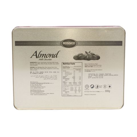 Rossco Chocolate Almond Milk Chocolate Tin 300g