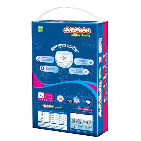 Supermom Baby Pant Diaper Xtra Large (12-20) kg Super Saver Pack 44 Pieces