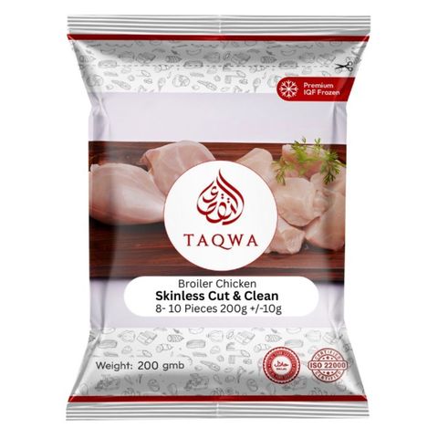Taqwa Broiler Chicken Skinless Cut & Clean 8-10 Pieces 200g +/-10g 