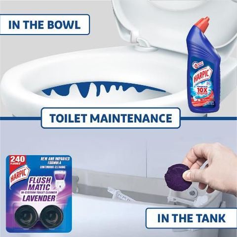 Harpic Flushmatic Lavender In Cistern Toilet Cleaner Blocks (50g x 2)