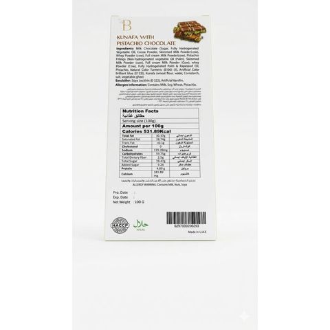 Besto Dubai Kunafa & Pistachio Premium Chocolate 100g