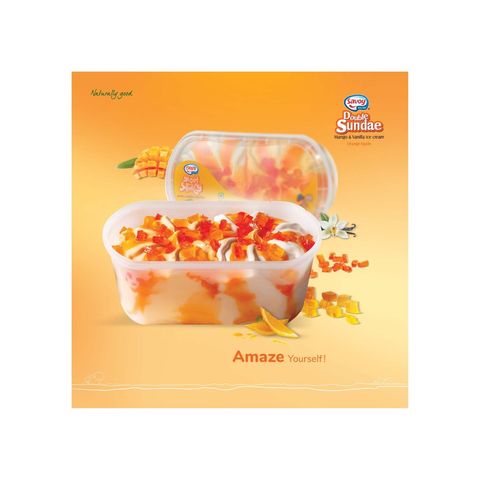 Savoy Double Sundae Mango & Vanilla With Orange Ripple Ice Cream 1L