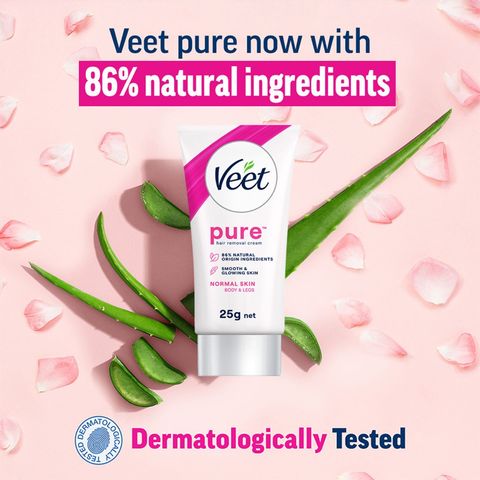 Buy Veet Pure Hair Removal Cream 25g Normal Skin Aloe Vera & Rose Smooth Skin in Minutes & Get Free Dettol Original Mini Soap 27g 