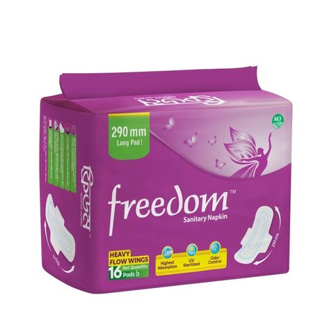 Freedom Heavy Flow Wings Sanitary Napkin 16 Pads