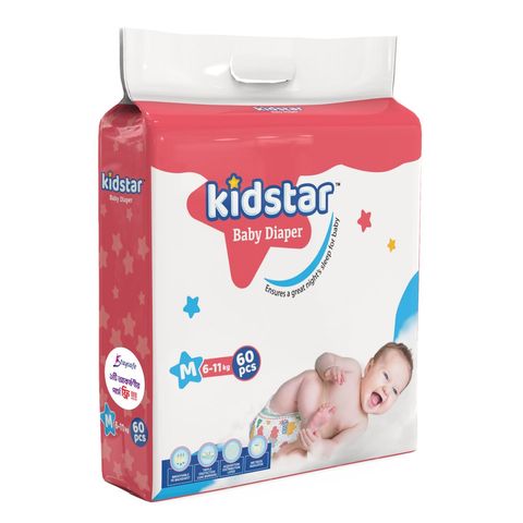 Kidstar Baby Diaper Belt M (6-11 kg) 60 Pieces
