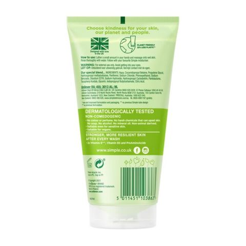 Simple Refreshing Facial Wash Gel UK 150ml