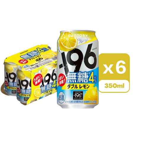 Suntory -196°C Sugar-Free (Double Lemon) Chu-Hai Alc. 4% 350ml x6 [Parallel Import]