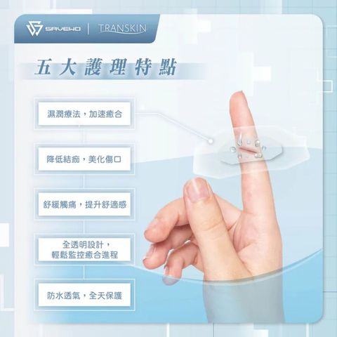 Savewo Transkin Hydrocolloid Waterproof & Transparent Bandages (2.5cm x 6cm) 5 Pieces