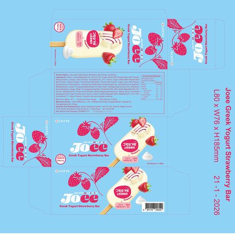 Lotte Joee Strawberry Greek Yogurt Ice Bar 3 x 85ml