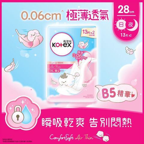 Kotex Comfort Soft Air Thin 28cm (Twin Pack) 2 x 13 Pieces