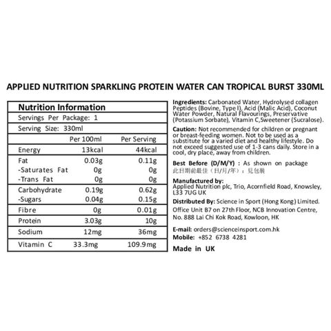 Applied Nutrition Sparkling Protein Water Tropical Burst Can 330ml