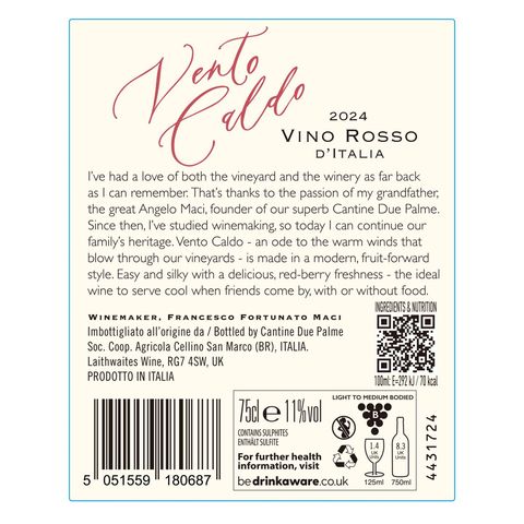 Vento Caldo Vino Rosso 750ml