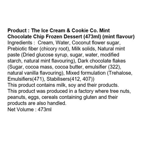 The Ice Cream & Cookie Co. 薄荷朱古力碎冰凍甜點 473毫升