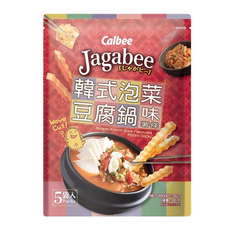 Calbee Jagabee Wave Cut Potato Sticks Standing Pouch (Korean Kimchi Stew Flavoured) 80g