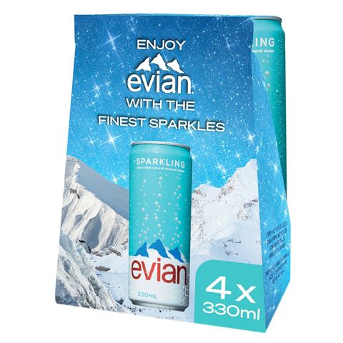 Evian Sparkling Natural Mineral Water 4 x 330ml