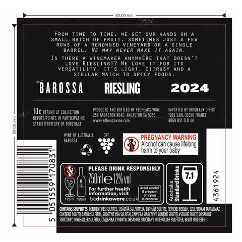 Redheads Riesling 750ml