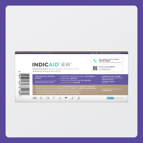 Indicaid Respiratory 6-in-1 Rapid Antigen Test (SARS‑CoV‑2 / Influenza A & B / RSV / ADV / MP) 1 Piece