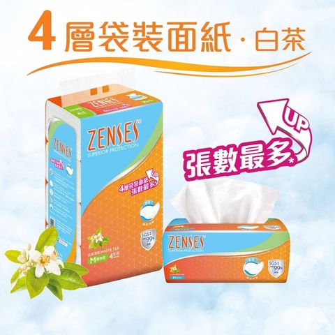 Zenses 4-ply Softpack Facial Tissue - White Tea 4 Packets